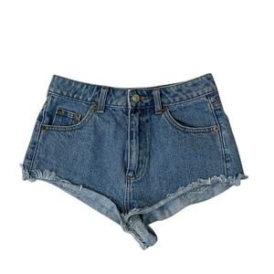 Y2K Jean Micro Shorts Size 4 Topshop Blue Kiri Denim Frayed Hem Daisy Dukes